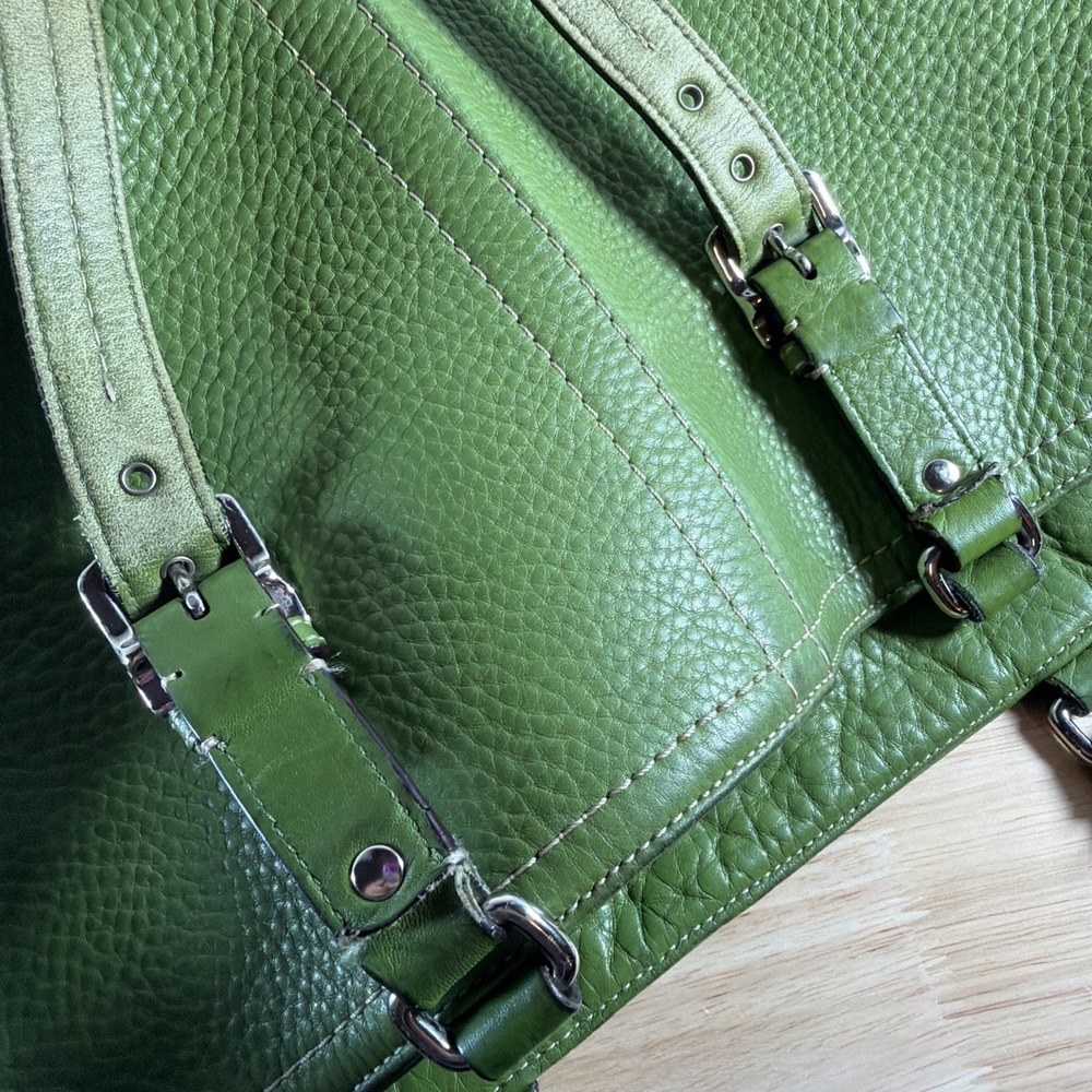 Vintage Coach Hamilton Large Green Pebbled Leather Tote, Handbag F13083 - Picture 10 of 16